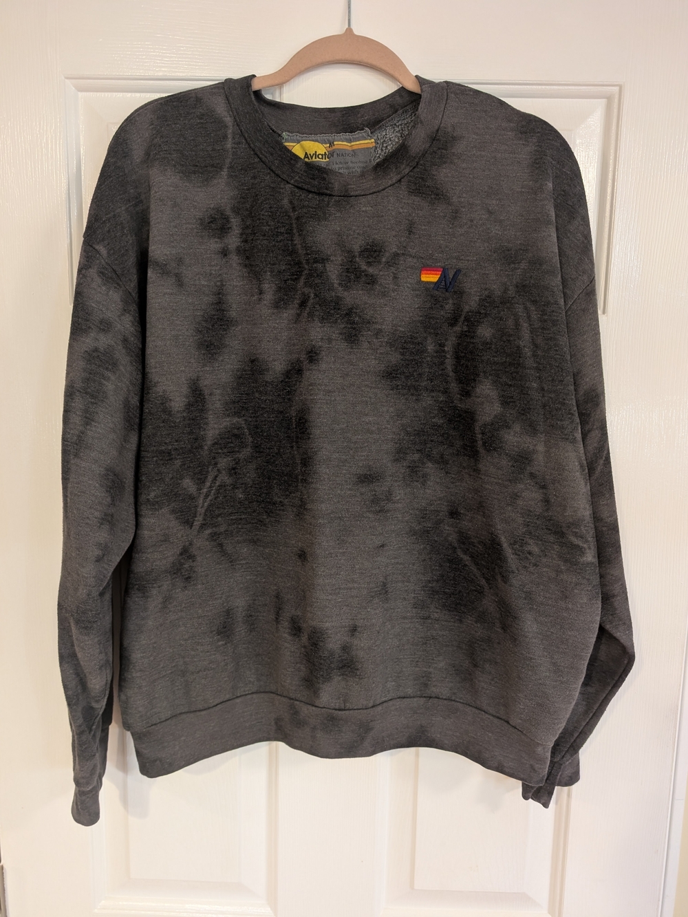 Aviator Nation Charcoal Black Tie-Dye Crewneck